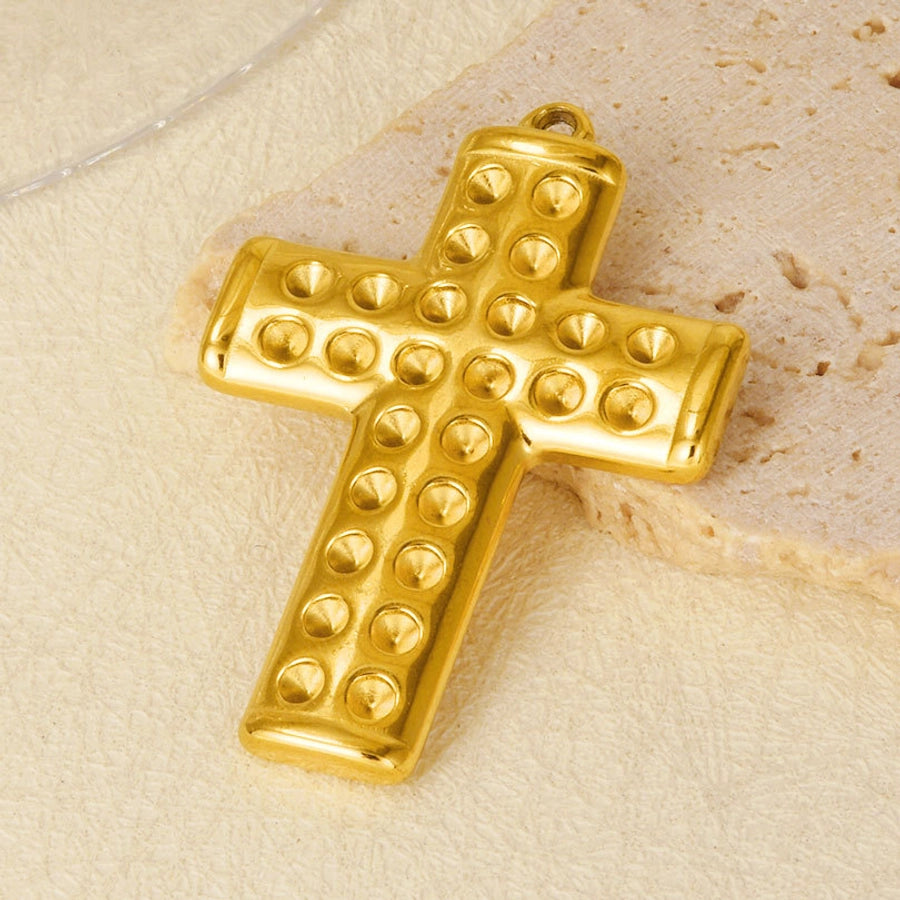 1 Piece 3*4.3mm 304 Stainless Steel 18K Gold Plated Cross Pendant Jewelry Accessories