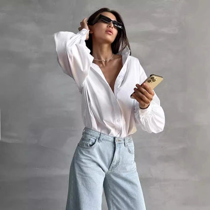Women's Blouse Long Sleeve Blouses Casual Elegant Solid Color