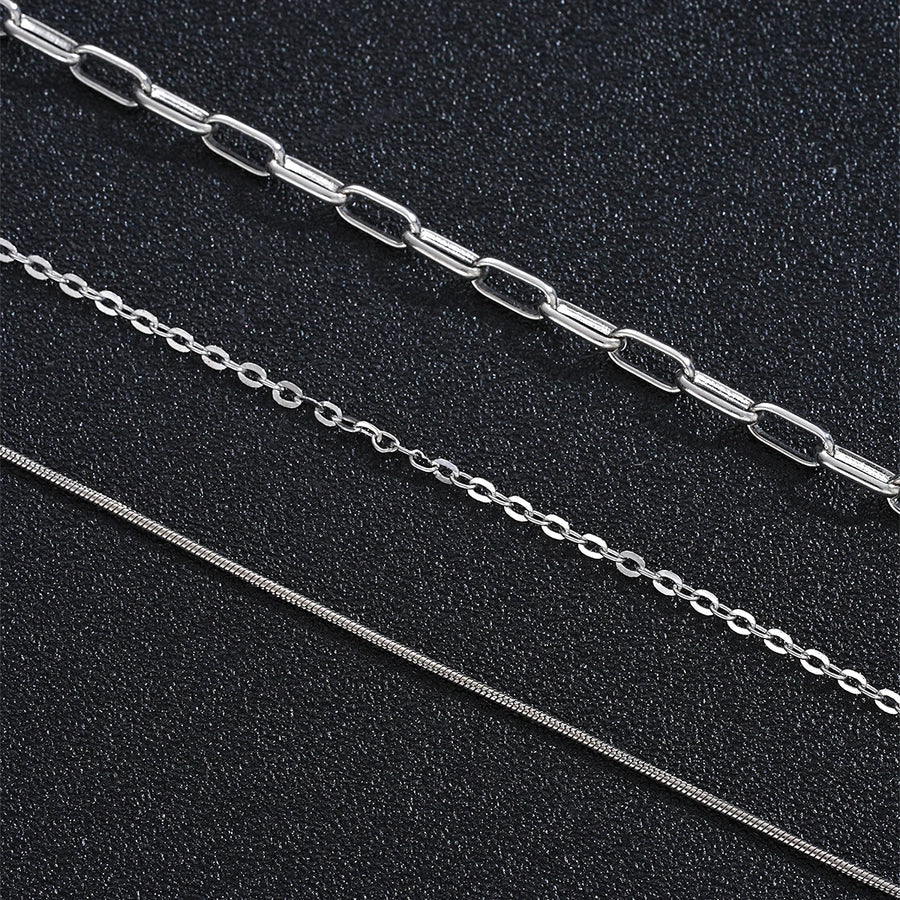 Simple Style Solid Color Alloy Paperclip Chain cable chain snake chain Layered Necklaces