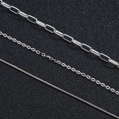 Simple Style Solid Color Alloy Paperclip Chain cable chain snake chain Layered Necklaces