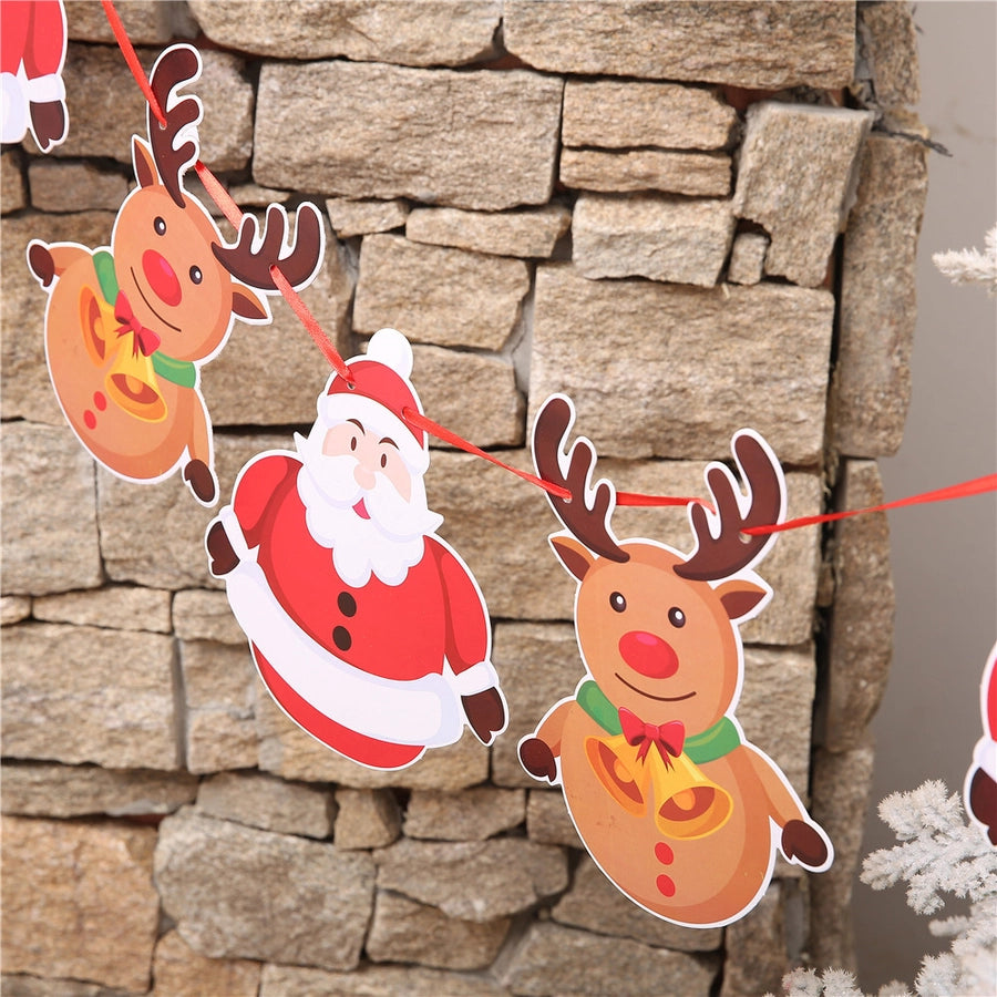 Christmas Paper Flag Christmas Window Hotel Scene Decoration Flag  Santa Claus Flag