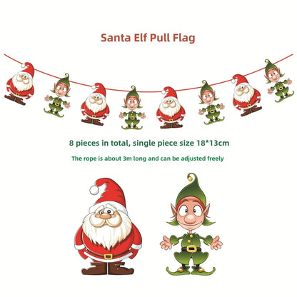 Christmas Paper Flag Christmas Window Hotel Scene Decoration Flag  Santa Claus Flag