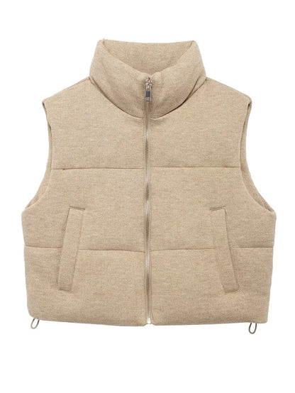 Women's Casual Solid Color Zipper Vest