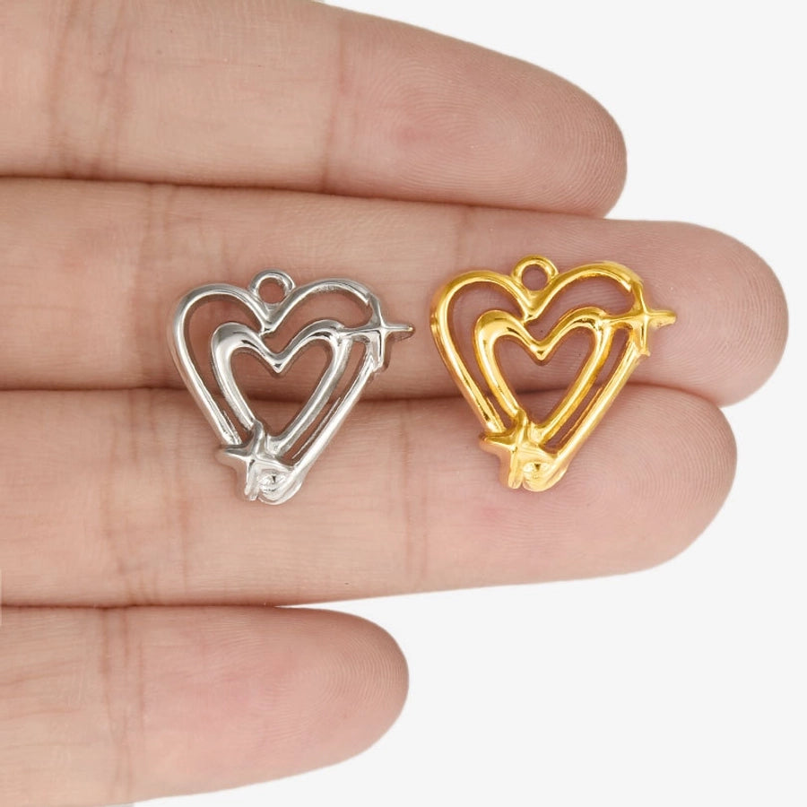 1 Piece 17*18 304 Stainless Steel 18K Gold Plated Heart Shape Pendant Jewelry Accessories