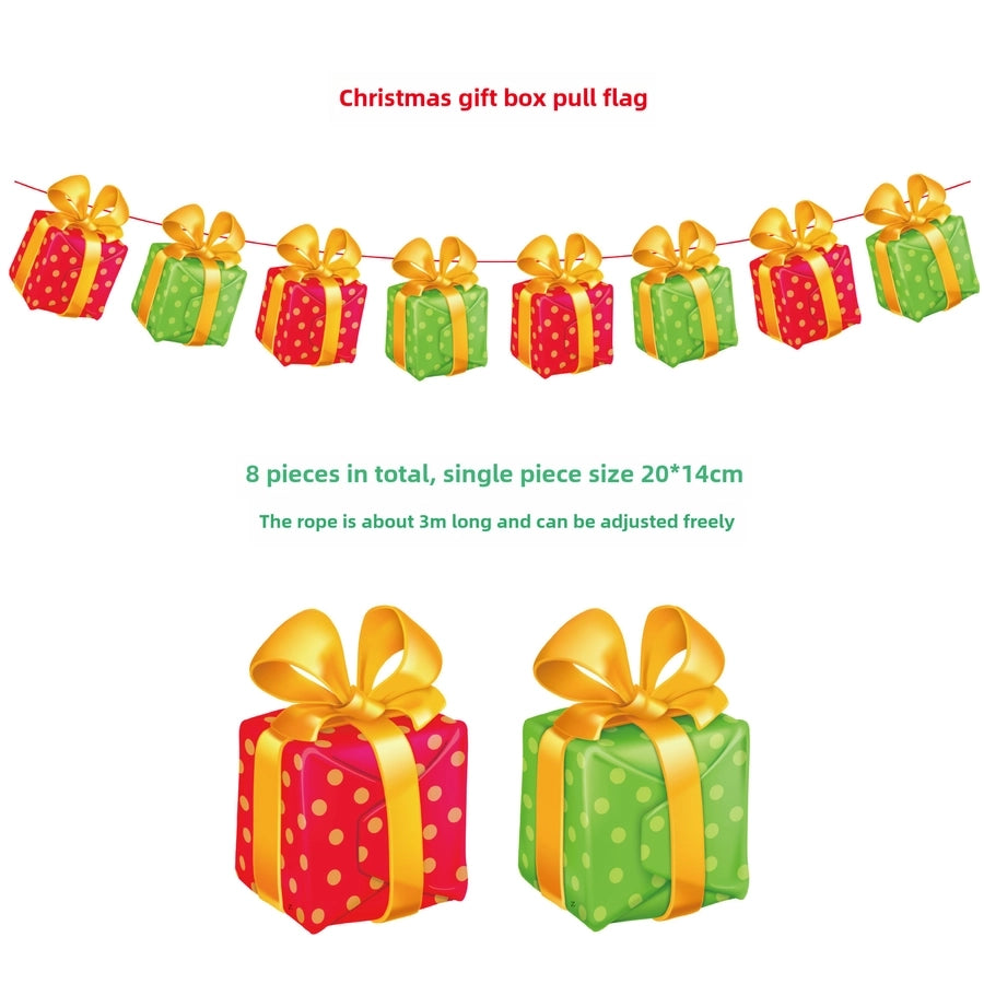 Christmas Paper Flag Christmas Window Hotel Scene Decoration Flag  Santa Claus Flag