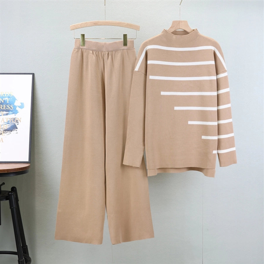 Holiday Daily Women's Vacation Simple Style Stripe Polyester Pants Sets Pants Sets