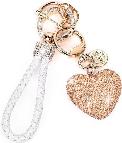 hot sale women's car keychain full diamond peach heart key chain Valentine's Day love keychain bag pendant