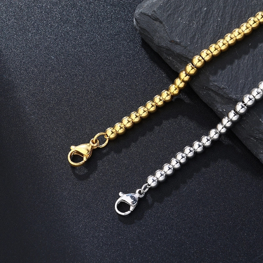 Casual Circle 304 Stainless Steel 18K Gold Plated ball chain Bracelets In Bulk Stainless Steel Bracelets