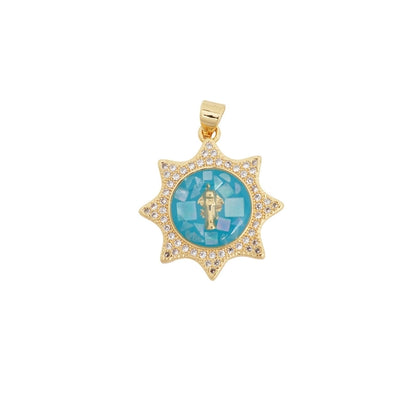 1 Piece Copper Zircon Geometric Star Pendant