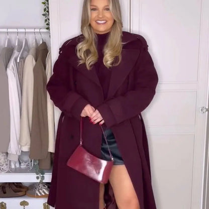 Women's Preppy Style Solid Color Coat Woolen Coat