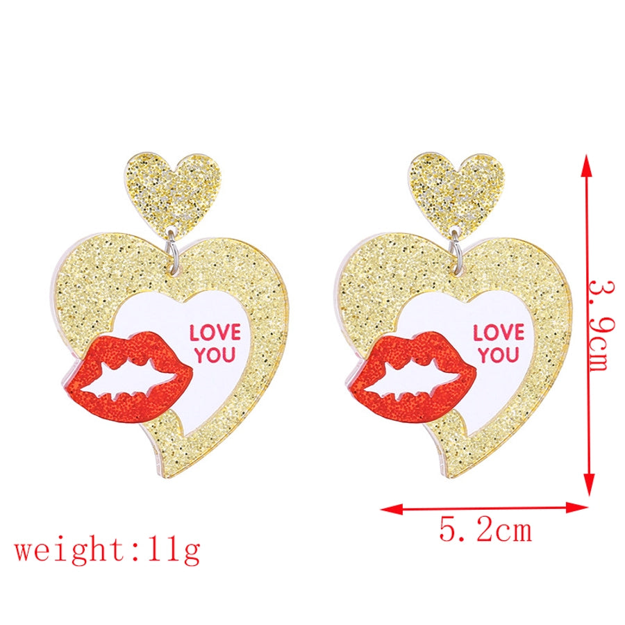 1 Pair Cute Exaggerated Heart Shape Handmade Arylic Drop Earrings