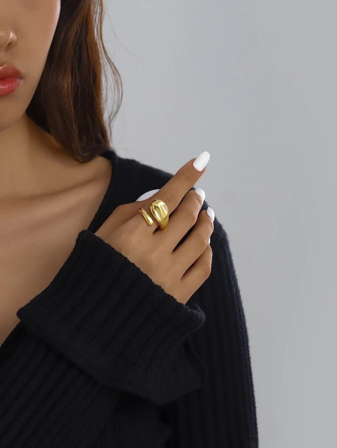 Jewelry Elegant Classical Vintage Style Geometric Water Droplets 316L Stainless Steel  Titanium Steel Wide Band Rings Open Rings