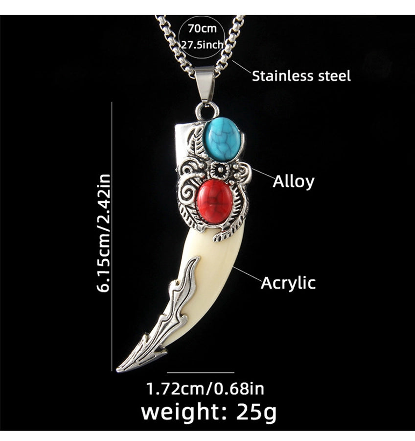 Ethnic Style Geometric 201 Stainless Steel Arylic Alloy Inlay Turquoise Unisex Pendant Necklace