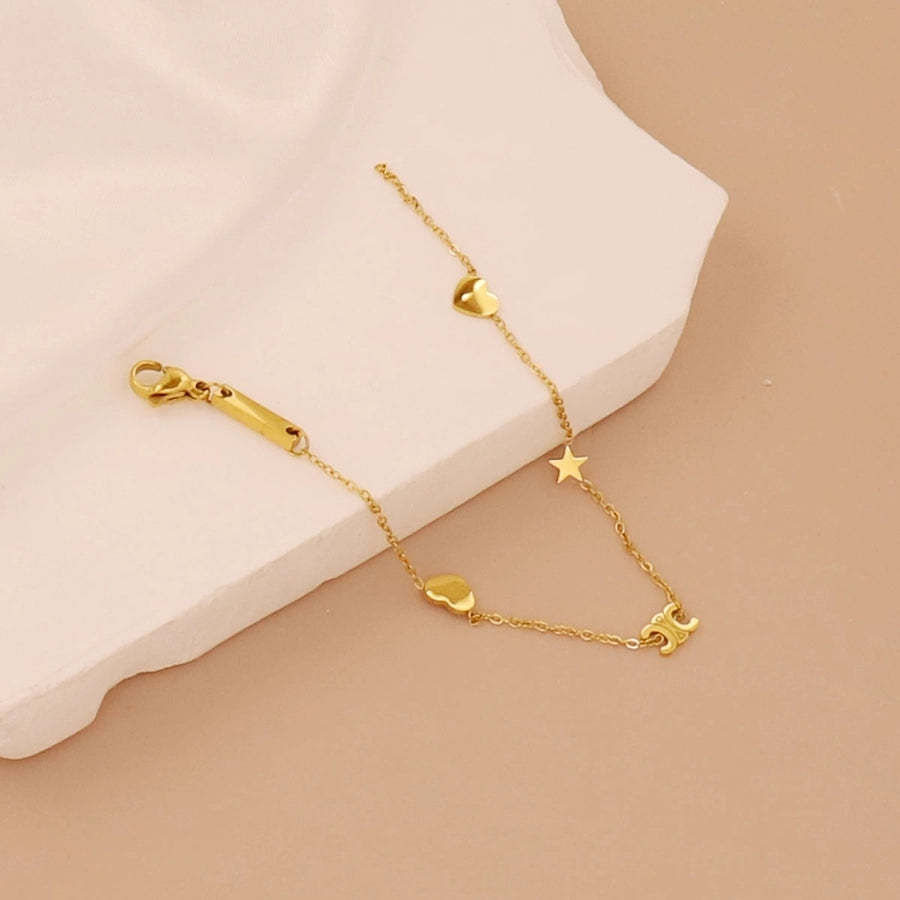 Simple Style Square Heart Shape Butterfly 304 Stainless Steel 316 Stainless Steel  cable chain box chain snake chain Bracelets In Bulk Stainless Steel Bracelets
