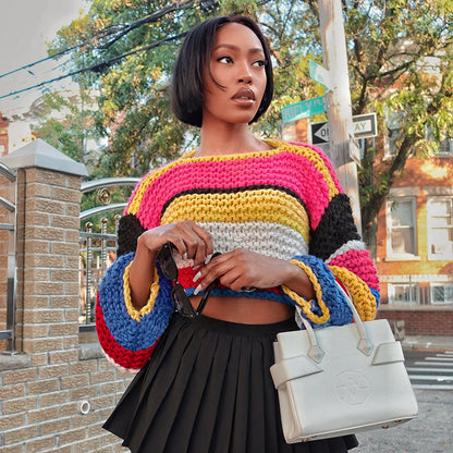 Women's Sweater Long Sleeve Sweaters & Cardigans Streetwear Color Block