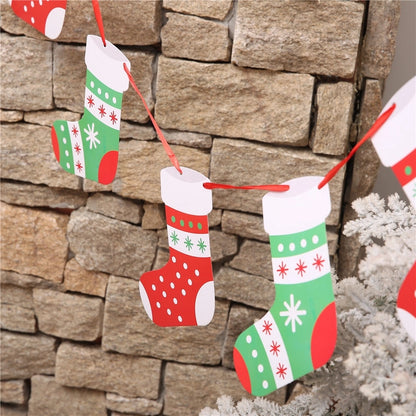 Christmas Paper Flag Christmas Window Hotel Scene Decoration Flag  Santa Claus Flag