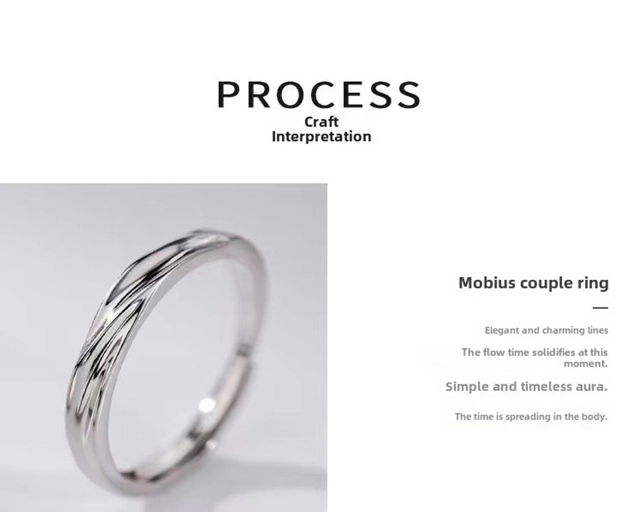 s925 Sterling Silver Mobius Couple Ring Fashion Personality Niche Design Plain Ring Ring