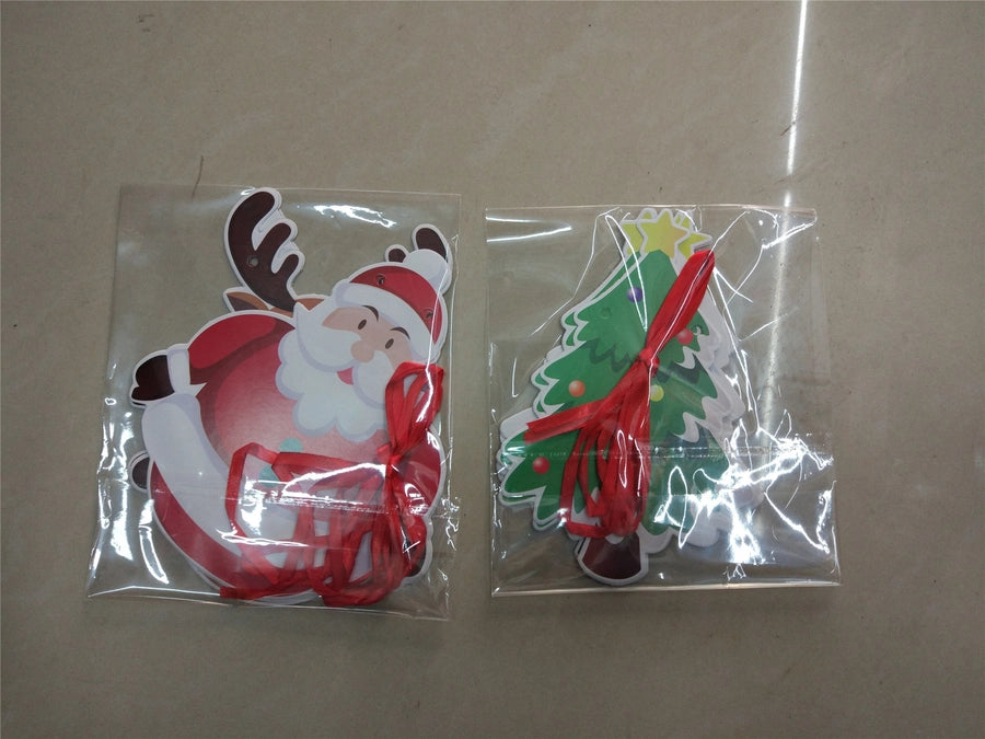 Christmas Paper Flag Christmas Window Hotel Scene Decoration Flag  Santa Claus Flag