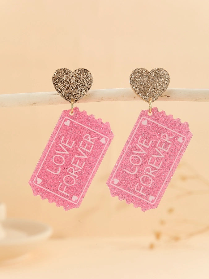 1 Pair Cute Exaggerated Double Heart Heart Shape Asymmetrical Irregular Handmade Arylic Drop Earrings