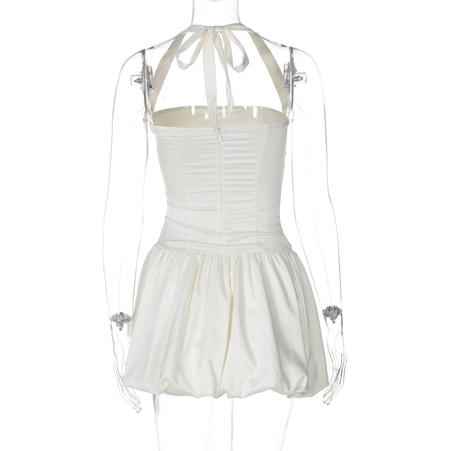 Women's Sheath Dress Sexy Halter Neck Backless Sleeveless Solid Color Short Mini Dress Banquet