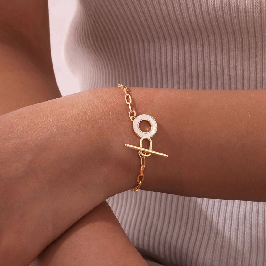 Jewelry IG Style Flower 201 Stainless Steel Copper Zircon 18K Gold Plated Bracelets