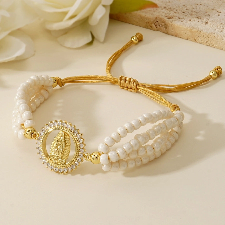 Retro Human Rhinestones Seed Bead rope Woven Chain Beaded Bracelets