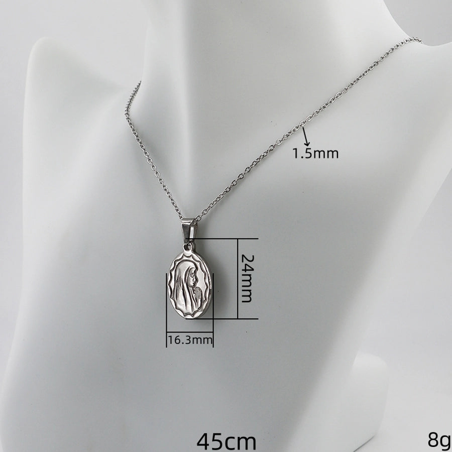 Jewelry Vintage Style Portrait Anchor Butterfly 304 Stainless Steel Indentation Handmade Pendant Necklace