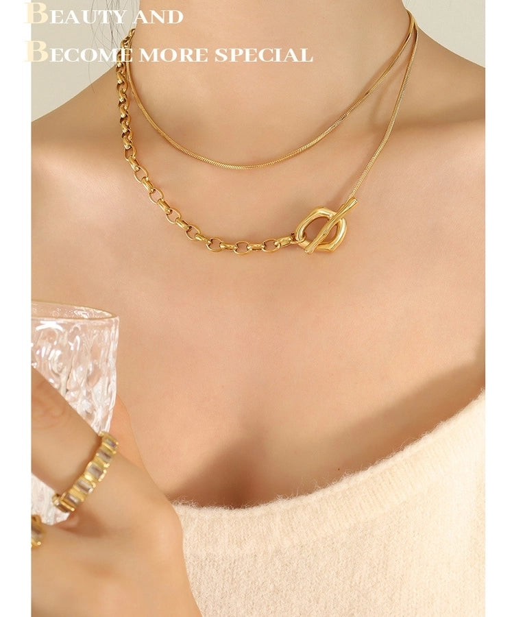 Jewelry Simple Style Geometric 304 Stainless Steel 18K Gold Plated Pendant Necklace