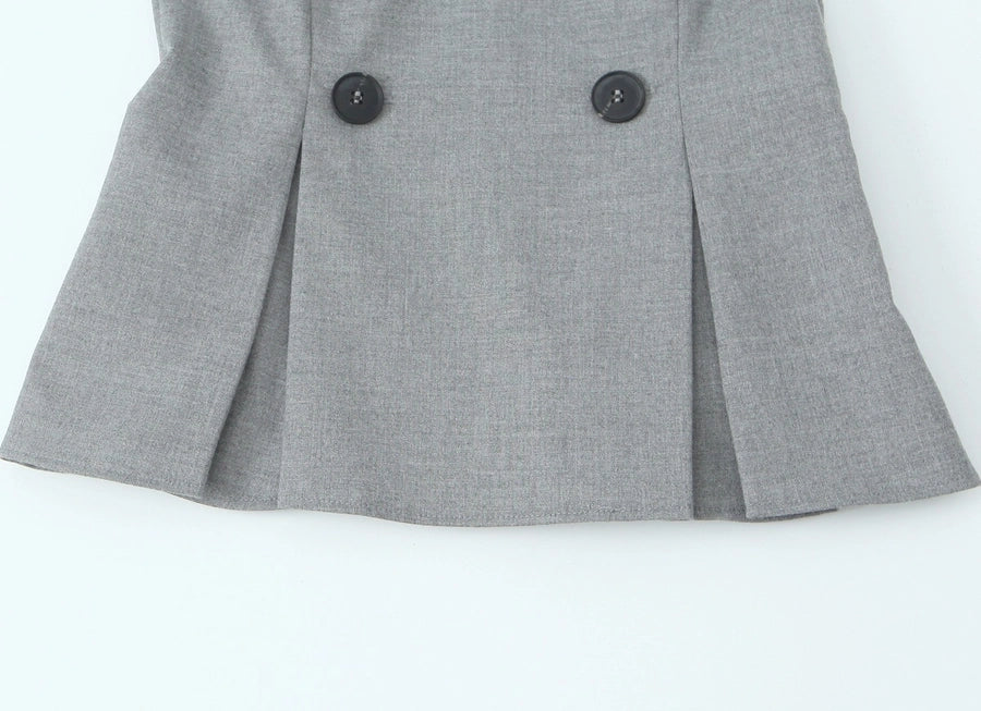 Women's Elegant Solid Color Double Breasted Vest Casual Jacket