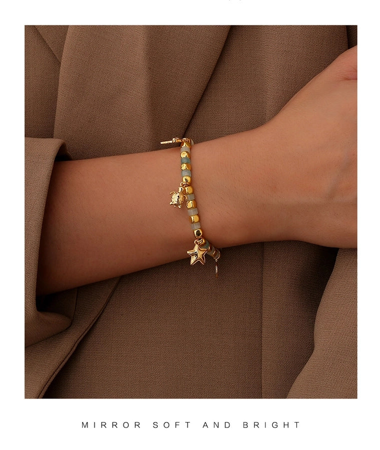 Jewelry Simple Style Tortoise Coconut Tree Starfish Copper Beaded Bracelets