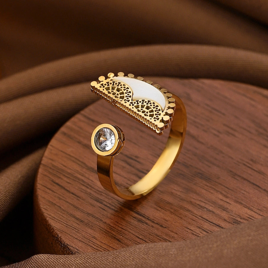 Jewelry Classical Exaggerated Simple Style Devil's Eye Oval Watermelon 316L Stainless Steel  Resin Adjustable Ring