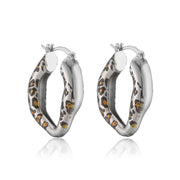 Steel Leopard Print V-Shaped Earrings 1 Pair