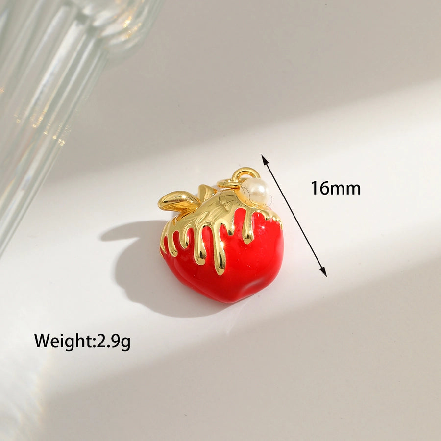 1 Piece 8.8*5MM Hole 3~3.9mm Copper 18K Gold Plated Strawberry Mushroom Pendant Jewelry Accessories