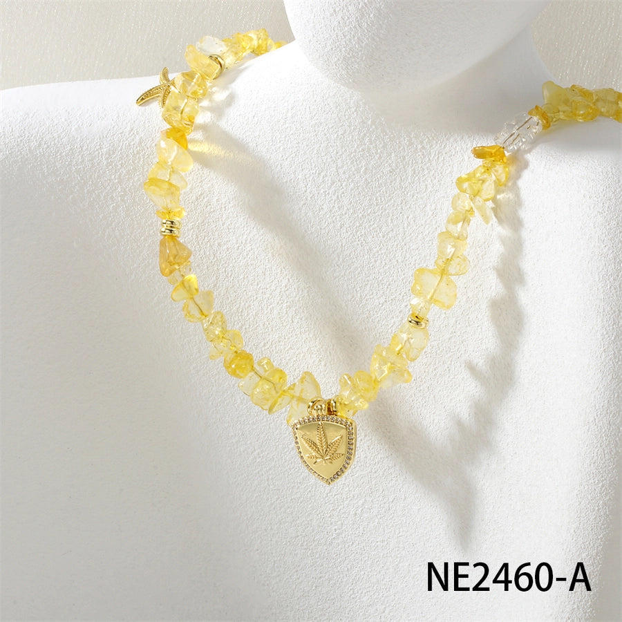 IG Style Maple Leaf Starfish Stone Copper Beaded Chain Beaded Necklaces