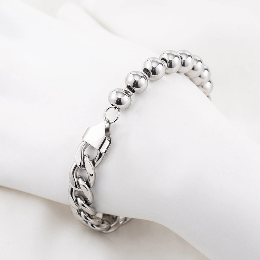 Hip-Hop Geometric Solid Color 304 Stainless Steel Beaded Shiny Metallic Patchwork Unisex Bracelets