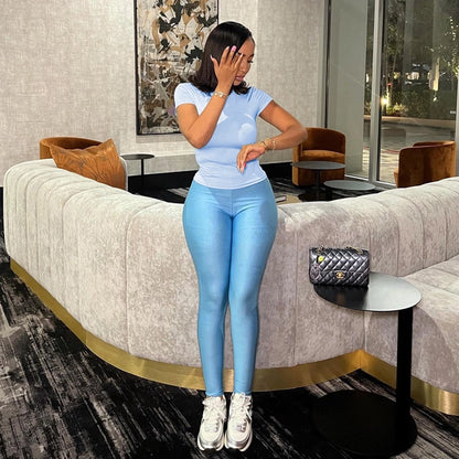 Daily Women's Streetwear Solid Color Spandex Polyester Pants Sets Pants Sets
