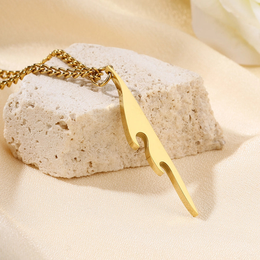 Jewelry Casual Round 304 Stainless Steel 18K Gold Plated Pendant Necklace