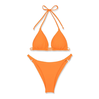 Women's Solid Color 2 Pieces Set Bikinis Swimwear