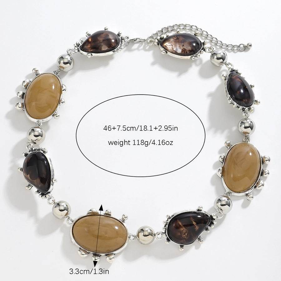 Elegant Simple Style Oval Water Droplets Zinc alloy  Beaded Necklaces