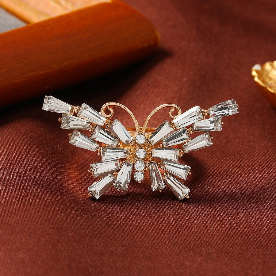 Elegant Butterfly Alloy Rhinestones Women's Adjustable Ring