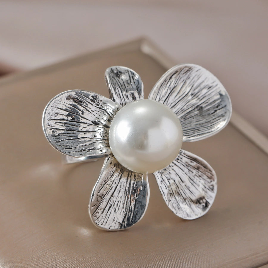 Elegant Classic Style Flower Alloy Women's Adjustable Ring Rings
