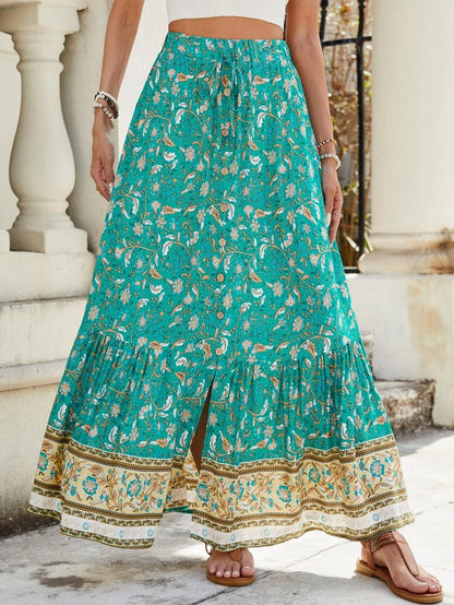 Summer Vacation Printing Polyester Maxi Long Dress Skirts