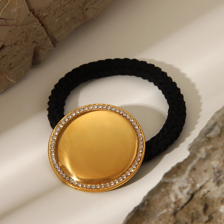 Women's Chinoiserie Fitness Exaggerated Geometric 304 Stainless Steel Elastic Band Polishing Plating Hair Tie