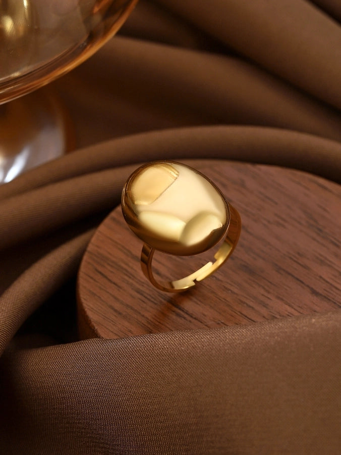 Jewelry Classical Exaggerated Simple Style Devil's Eye Oval Watermelon 316L Stainless Steel  Resin Adjustable Ring