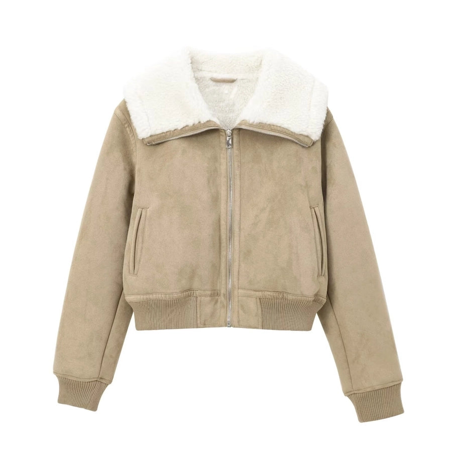 Women's Casual Solid Color Pocket Zipper Coat