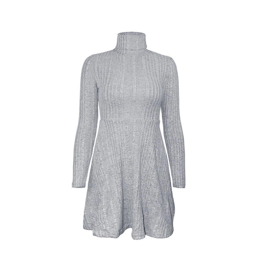 Women's Sheath Dress Elegant High Neck Long Sleeve Stripe Knee-Length Daily