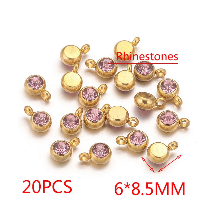 20 PCS/Package Diameter 6 mm 304 Stainless Steel Geometric Pendant Jewelry Accessories