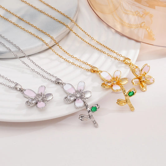 Jewelry Glam Lady Sexy Flower 304 Stainless Steel Copper Necklace