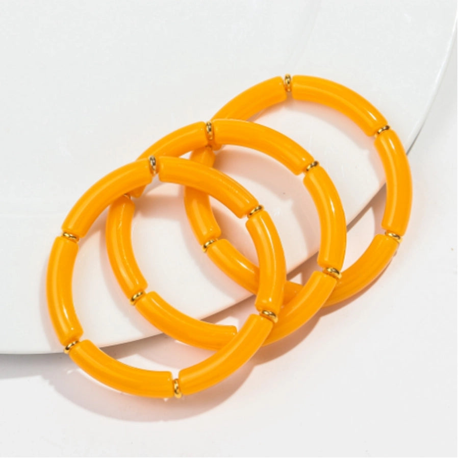 Simple Style Solid Color Arylic Copper Beaded Bracelets