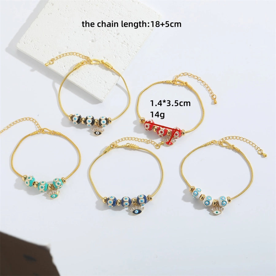 Jewelry Elegant Simple Style Commute Devil's Eye Copper Copper 14K Gold Plated Bracelets